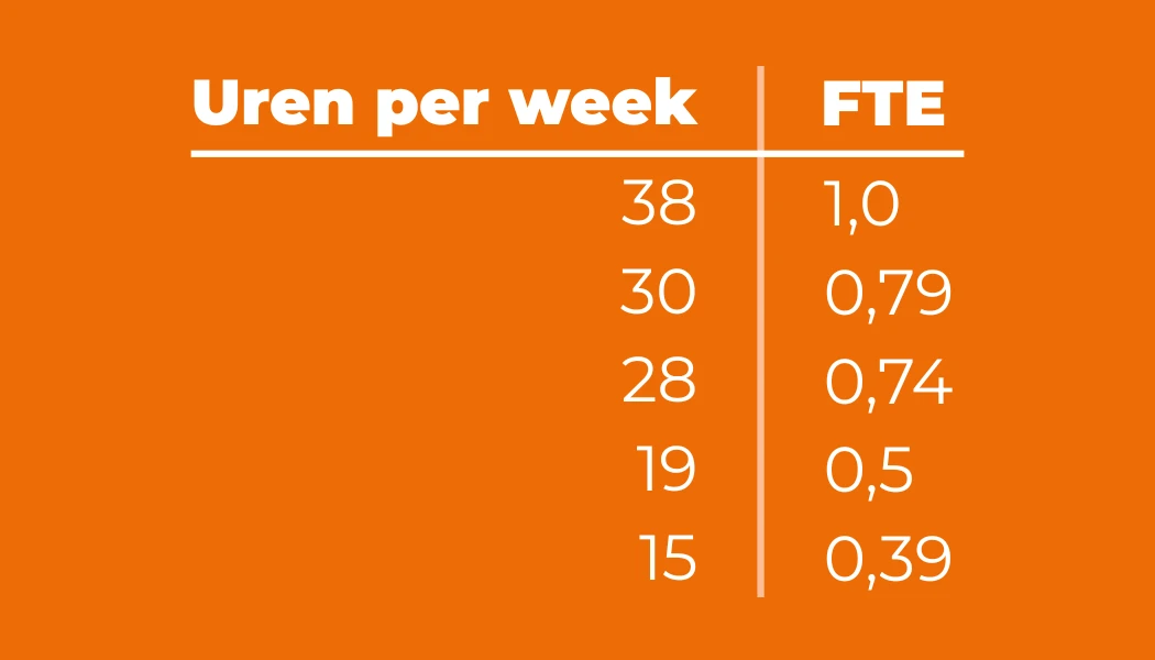 FTE berekenen van 38 uur per week